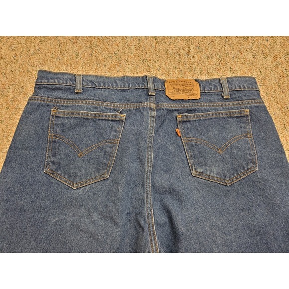 Vintage Levis 509 Jeans Mens 42x30 Blue Denim Regular Orange Tab 80s Hemmed - Picture 10 of 14